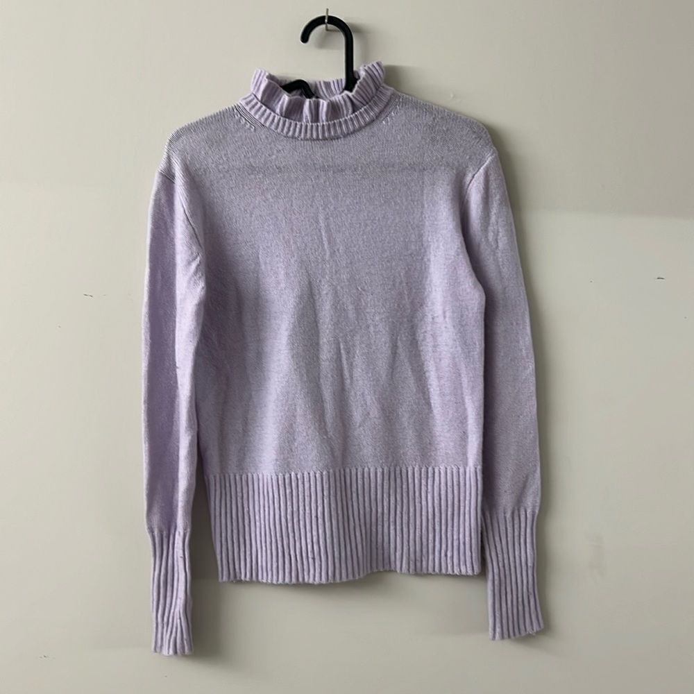 J.Crew woman wool blend lavender purple turtle ruffled neck sweater XXS